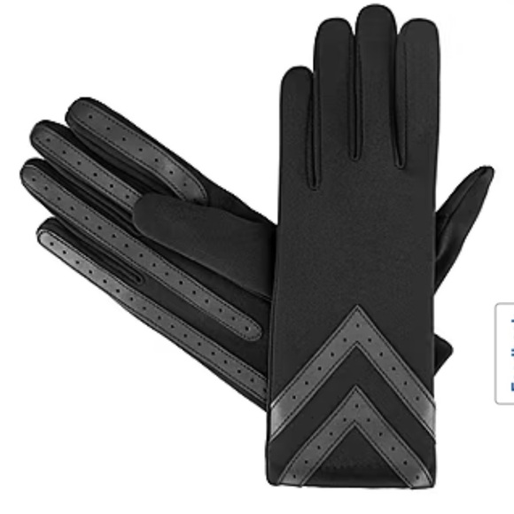 NWOT Isotoner Black Chevron Gloves - Picture 5 of 12